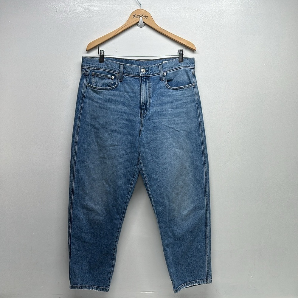 AYR The Beat Drop Jeans Denim Jean Barrel Leg Stretch Blue Love Struck Size 32